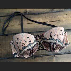 Victoria's Secret pink and black paisley bikini top - 36C